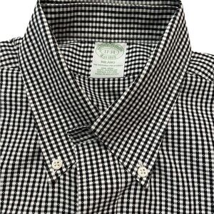 Brooks Brothers  Milano Black & White Gingham Button-Down Shirt 17-34